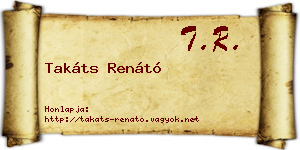 Takáts Renátó névjegykártya